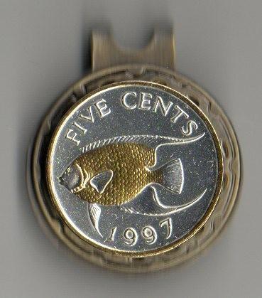 Ball Markers - Bermuda 5 Cent “Gold & Silver Angel Fish” (nickel Size)
