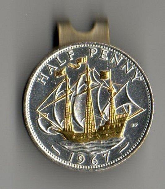 Ball Markers - British ½ Penny “Sailing Ship” (U.S. Quarter Size)