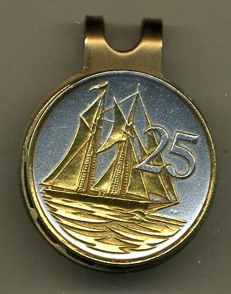 Ball Markers - Cayman Islands 25 Cent “Sail Boat” (quarter Size)