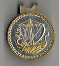 Ball Markers - Cyprus 5 Mils “Gold & Silver Viking Ship” (quarter Size)
