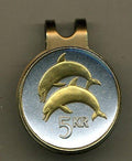 Ball Markers - Iceland 5 Kronur “Dolphins” Golf Ball Marker (U.S. Quartet Size)