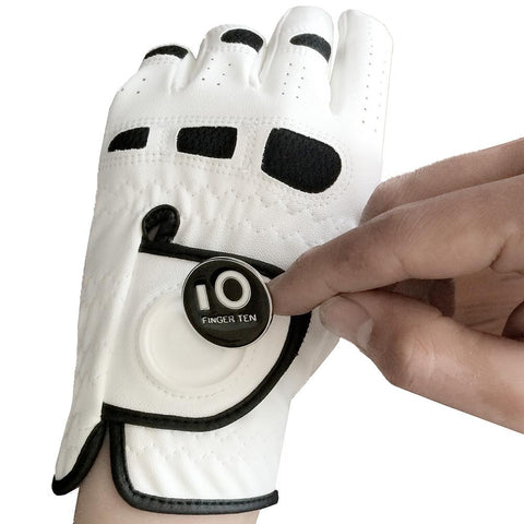 Golf Gloves For Men - Men's Golf Gloves With Ball Marker Left Hand Lh For Right-Handed Golfer All Weather Grip Fit Small Medium ML Large XL Finger Ten
