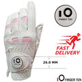 Golf Gloves Women - Ladies Golf Gloves PU Leather With Ball Marker Left Hand Right Rh Lh Weathersof Grip Breathbale Soft Women Fit XS S M L XL