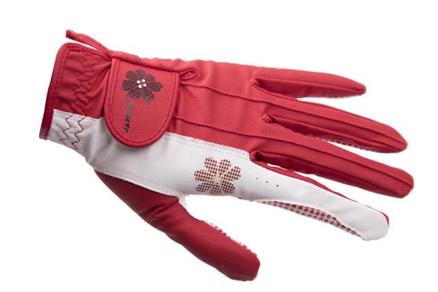 Golf Gloves Women - New Lady Flower Golf Gloves Double Handed Sports Anti-slip Granules Breathable Women Golf Clubs Trainning Gloves 5 Colors