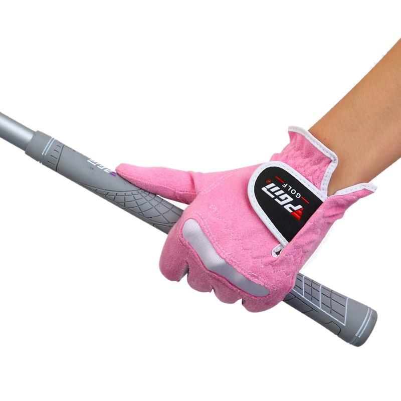 Golf Gloves Women - PGM 1 Pair Elastic Golf Gloves Ladies Adjustable Breathable Women's Fiber Cloth Outdoor Sports Full Finger Gloves For Girls