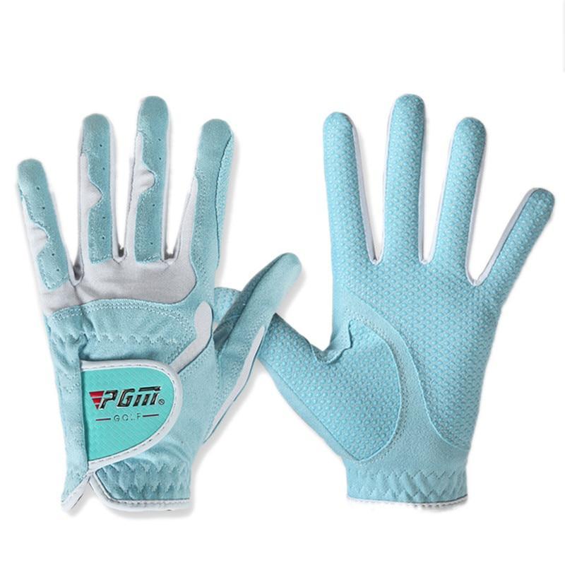 Golf Gloves Women - PGM Women's Golf Gloves  Left Hand & Right Hand Sport High Quality Nanometer Cloth Golf Gloves Breathable Palm Protection