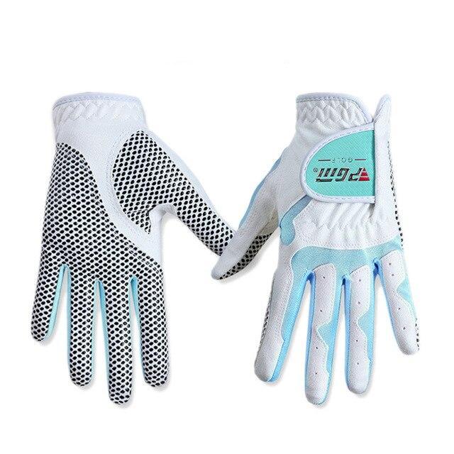 Golf Gloves Women - PGM Women's Golf Gloves  Left Hand & Right Hand Sport High Quality Nanometer Cloth Golf Gloves Breathable Palm Protection