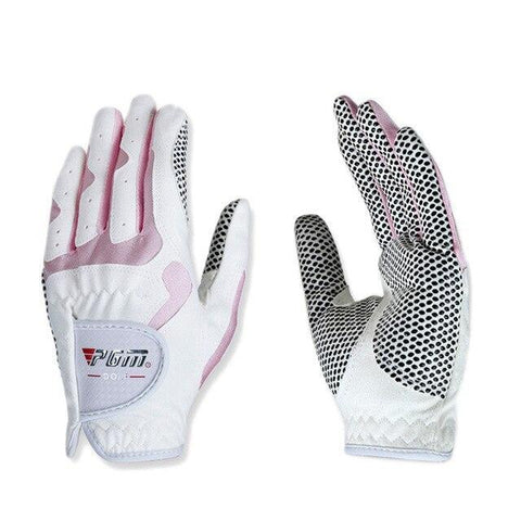 Golf Gloves Women - PGM Women's Golf Gloves  Left Hand & Right Hand Sport High Quality Nanometer Cloth Golf Gloves Breathable Palm Protection